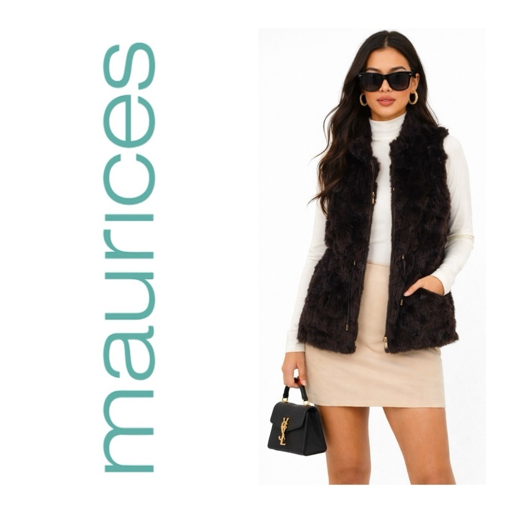 MAURICES Black Faux Fur Vest